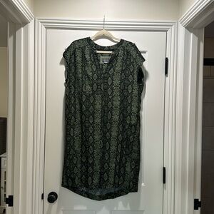 Anthropologie Green Snake Skin Pattern Dress L NWT